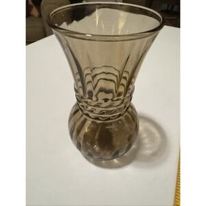 Indiana Glass Smoky Glass Optic Swirl Rope Twist Vase 6.5" Vintage MCM 60s 70s